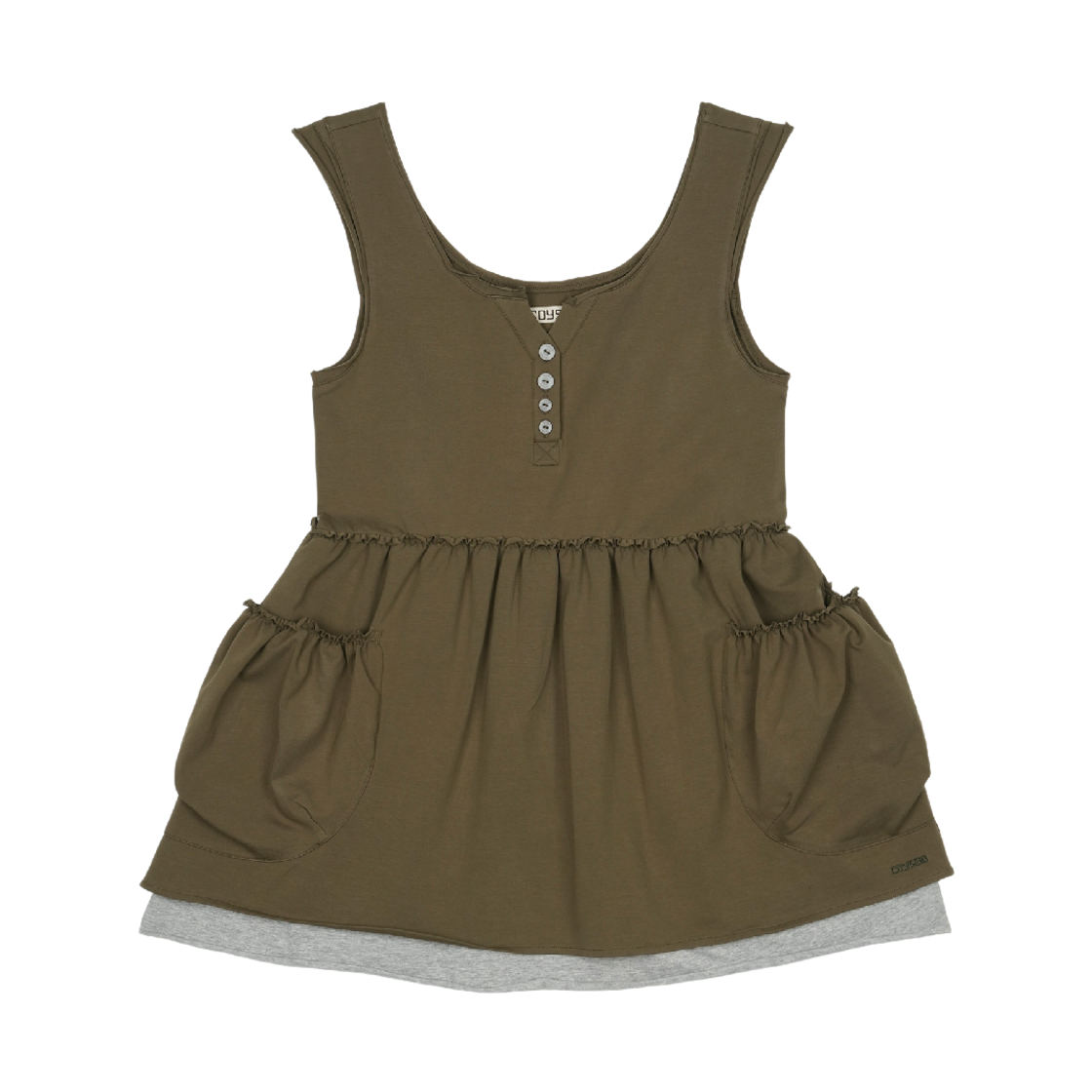 코이세이오 셔링 포켓 슬리브리스 카키(COYSEIO Shirring Pocket Sleeveless Khaki)