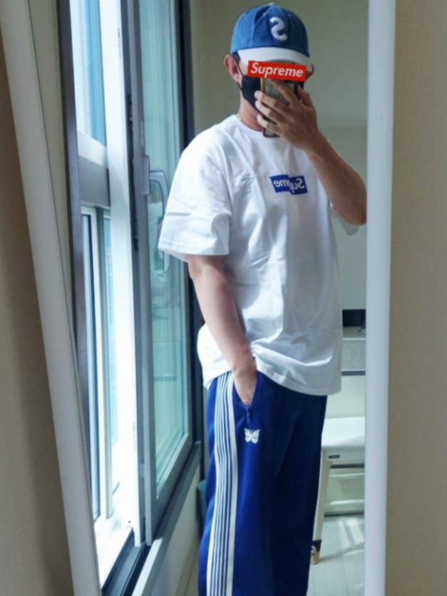 Supreme 2-Tone S Logo 6-Panel Washed Denim - 24SS, Needles Track Pants Poly Smooth Royal 착용 스타일 - 1