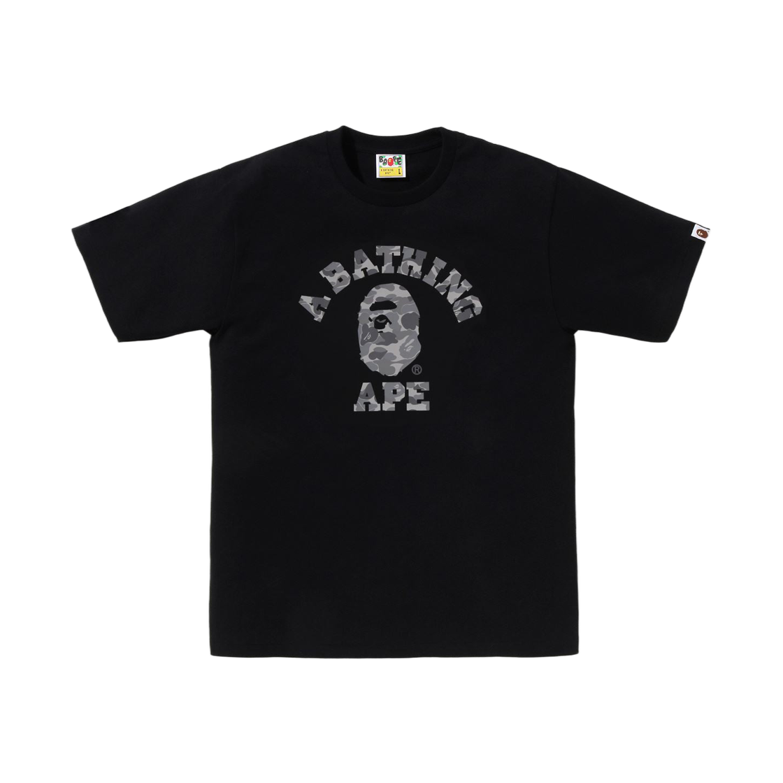 - BAPE ABC Camo Reflective On College T-Shirt Black