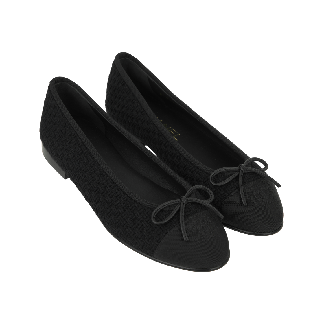 (W) 샤넬 발레리나 플랫 울 트위드 그로그랭 & 블랙((W) Chanel Ballerina Flat Wool Tweed Grosgrain & Black) - 4