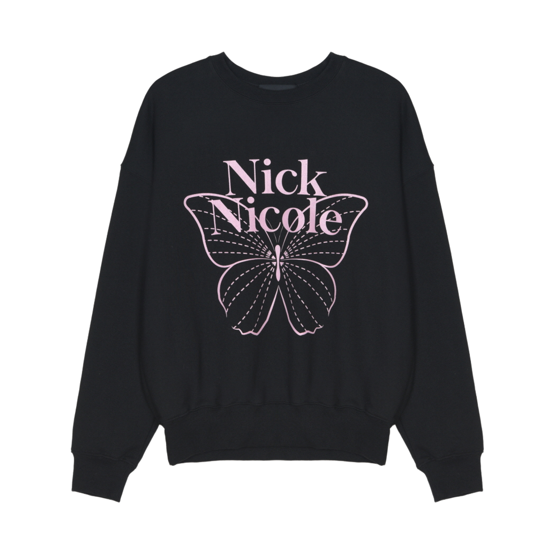 NWK1TS021_BKM_copy NICK&NICOLE Butterfly Signature Sweatshirt Black Pink