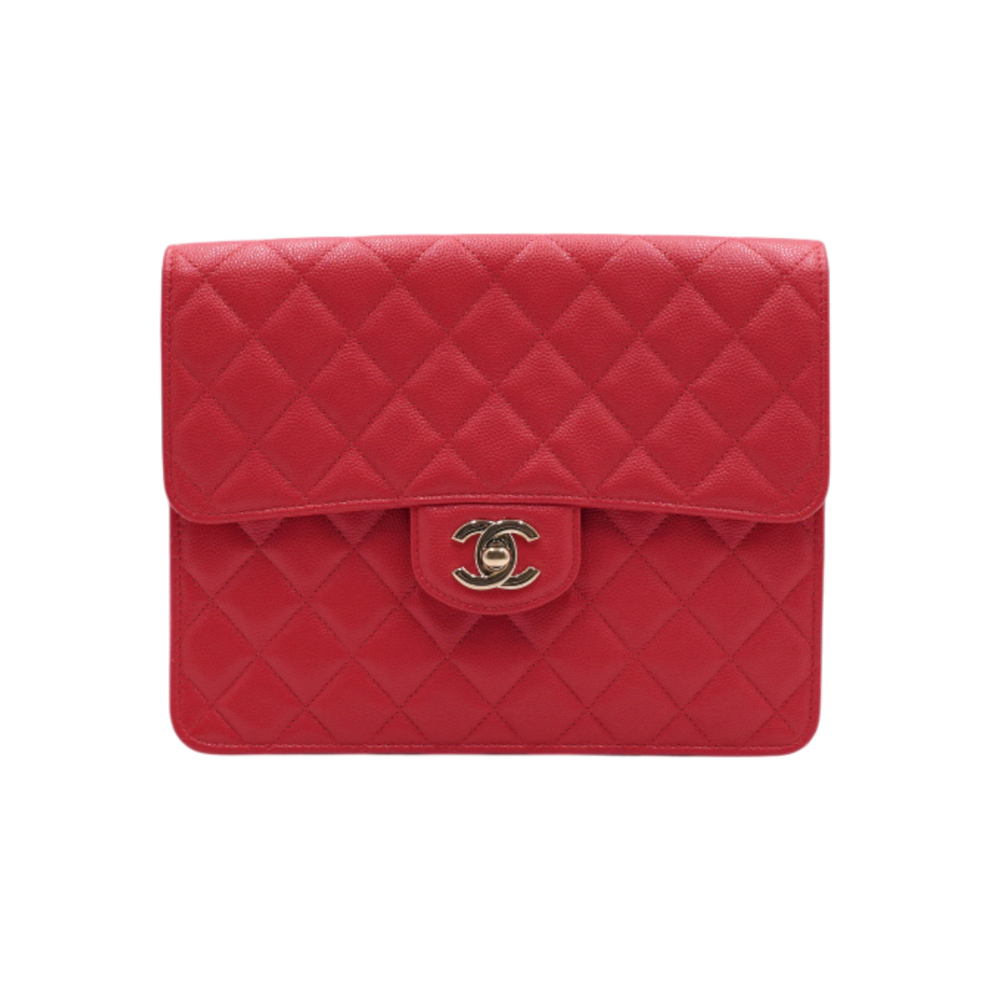 ITED9IQLUBWW Chanel Red Caviar Gold CC Logo Flap Clutch Bag