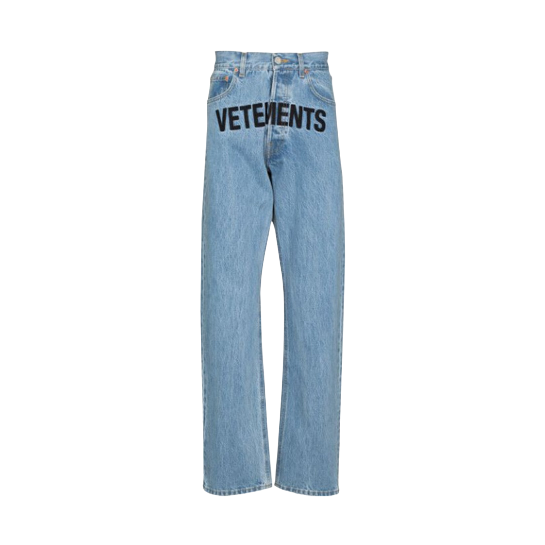 베트멍 로고 매직 핏 데님 진 라이트 블루(Vetements Logo Magic Fit Denim Jeans Light Blue)