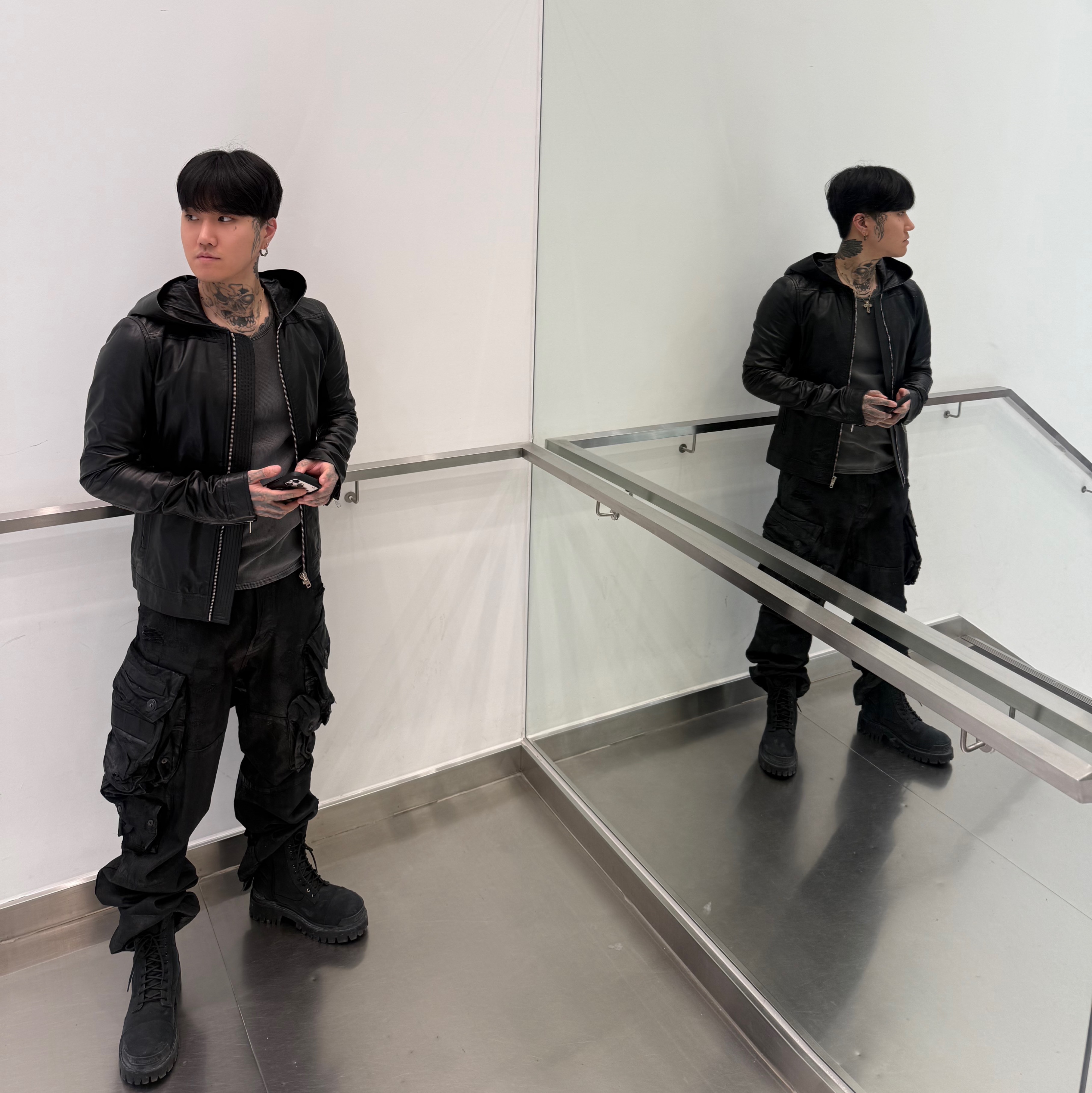 Balenciaga Combat Strike 20mm Boots Black 착용 스타일 - 1