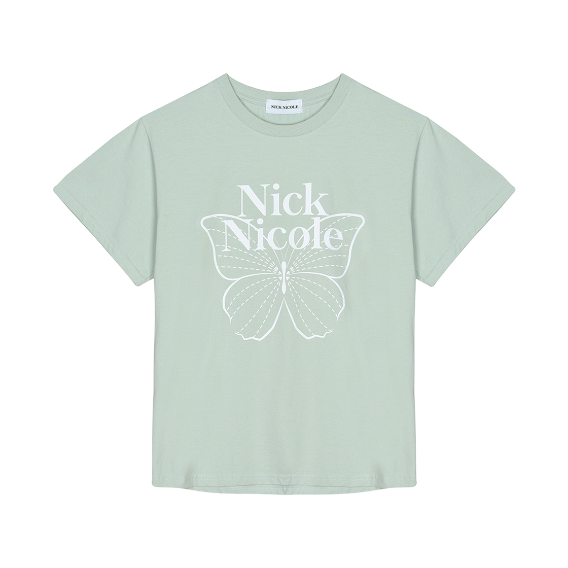 N_SS NICK&NICOLE Big Butterfly Sleeve Top Mint White