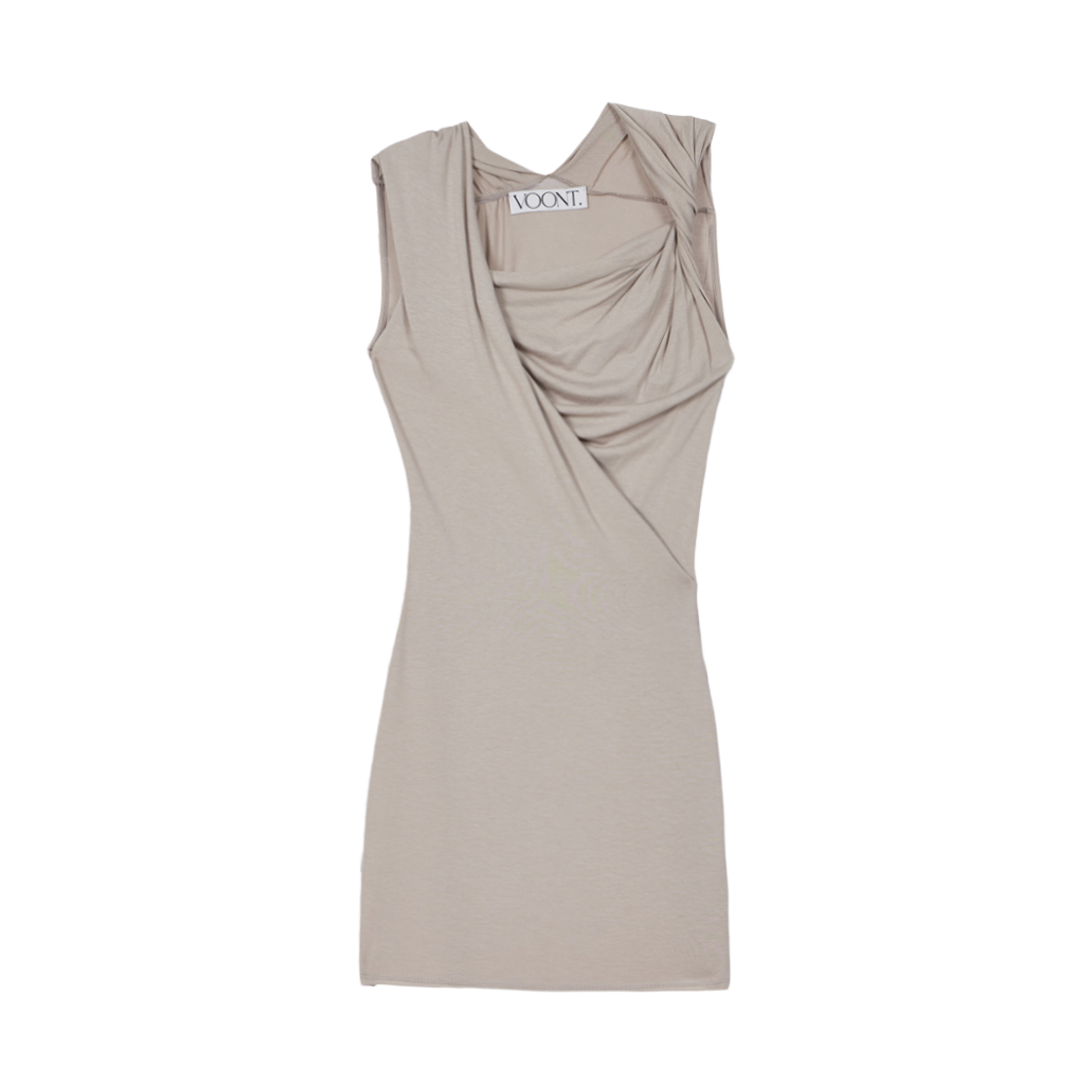 분트 트위스트 드레이프 슬림 미니 드레스 베이지(VOONT Twist Drape Slim Mini Dress (BEIGE))