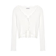 NICK&NICOLE Lace Frill Essential Crop Cardigan Cream