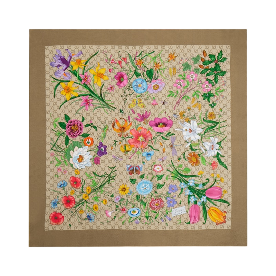 874769-3G001-9965 (W) Gucci Printed GG Silk Twill Carre Multicolor
