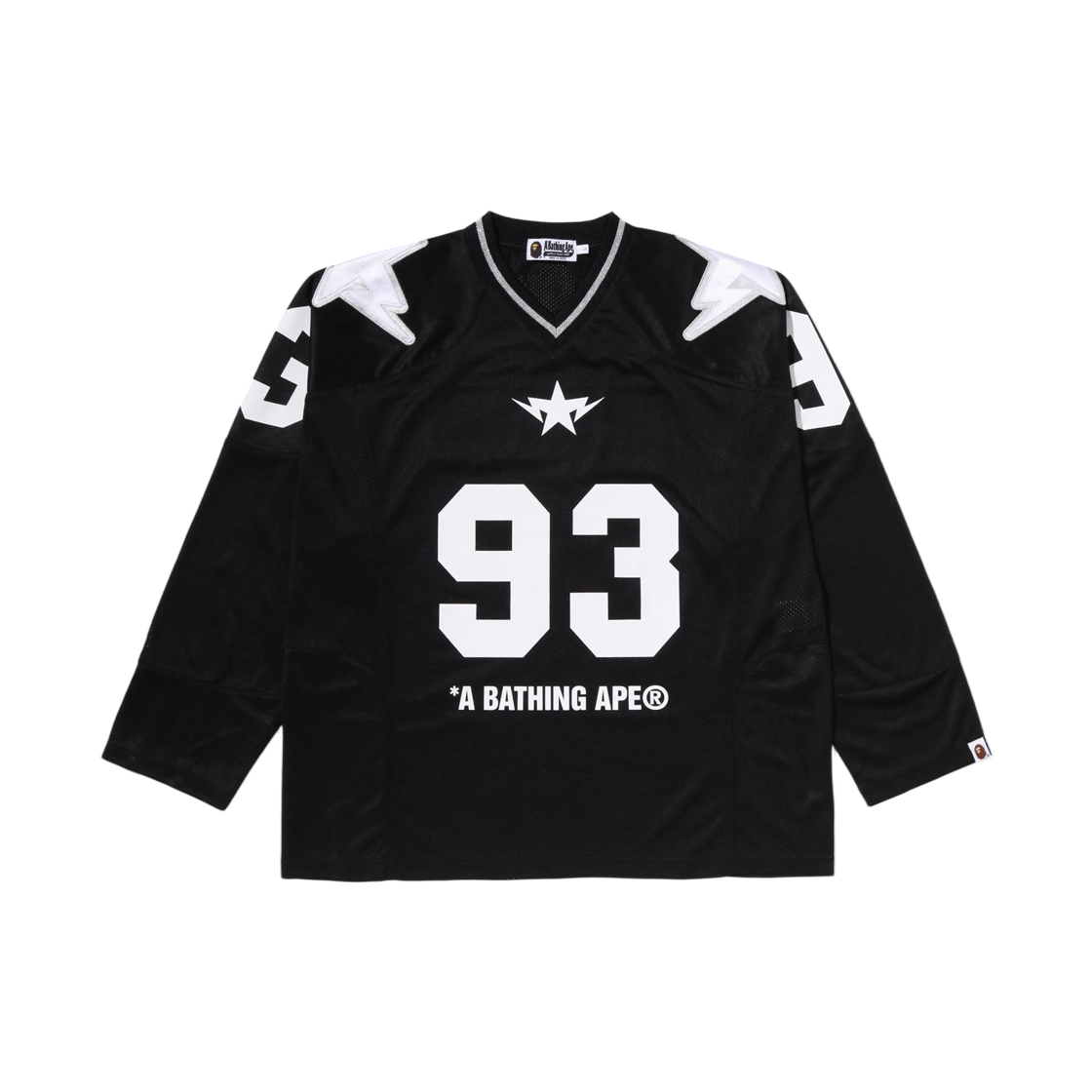 - BAPE Line Camo Multi Logo Cropped Fit Football Jersey Black