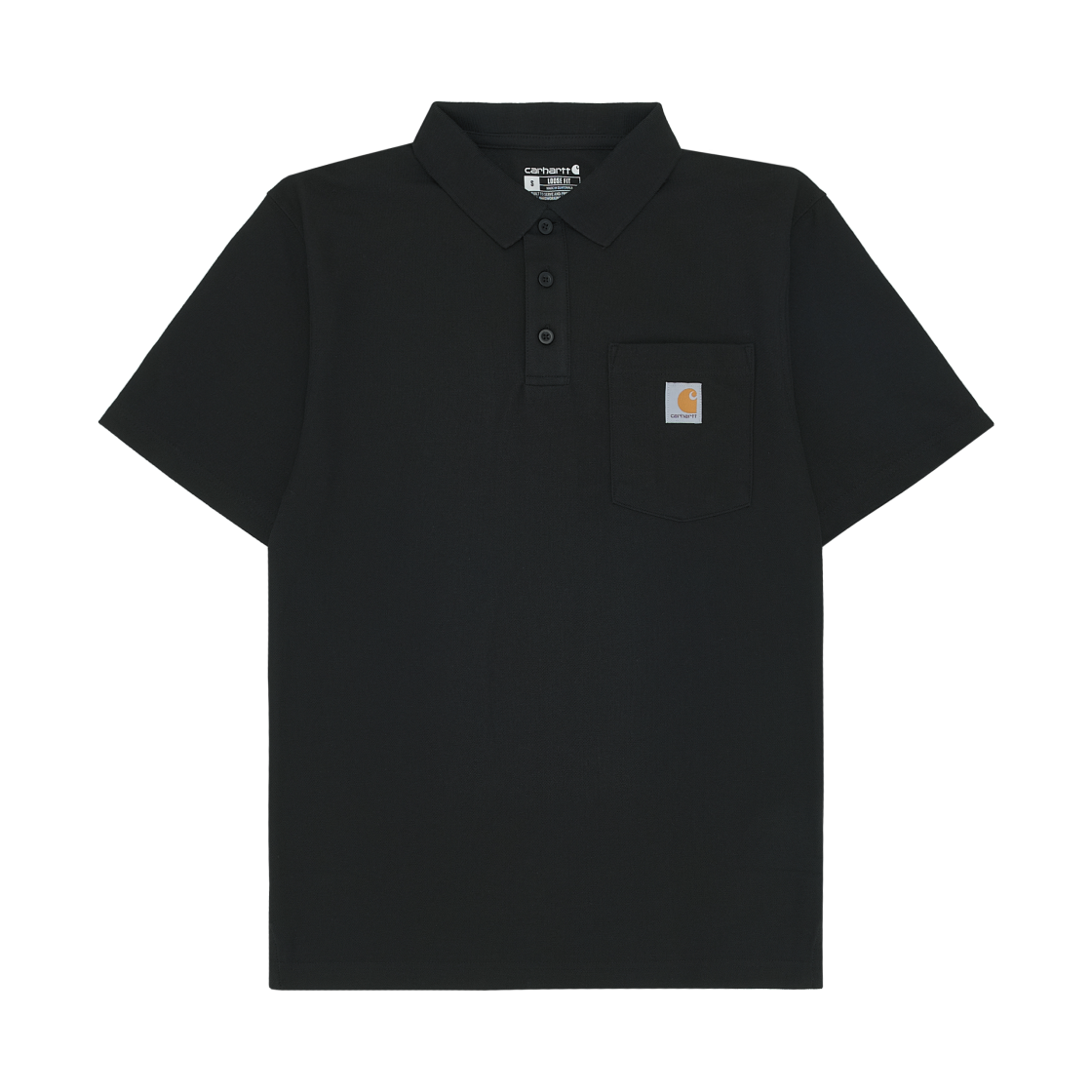 칼하트 루즈 핏 미드웨이트 레귤러 숏슬리브 포켓 폴로 블랙(Carhartt Loose Fit Midweight Regular Short Sleeve Pocket Polo Black)