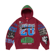 Supreme Warriors Applique Zip Up Hooded Sweatshirt Cardinal - 26SS
