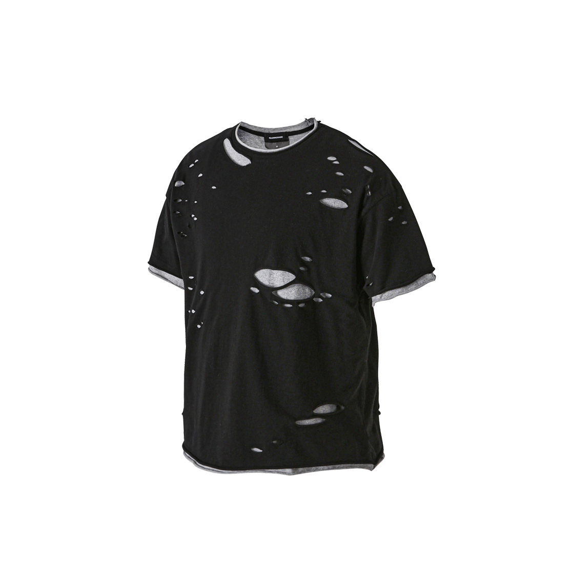 로어링라드 더블 레이어드 데미지 티셔츠 블랙(ROARINGRAD Double Layered Damage T-Shirt Black)