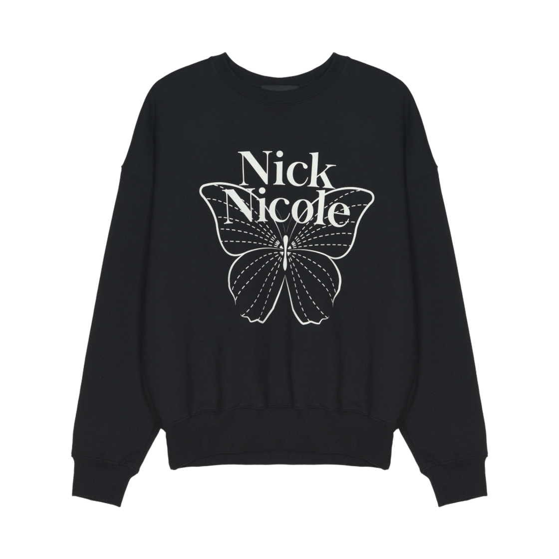 NWK1TS021_BKC NICK&NICOLE Butterfly Signature Sweatshirt Black Cream