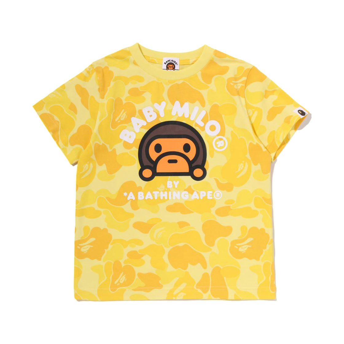 (키즈) 베이프 ABC 카모 베이비 마일로 티셔츠 옐로우((Kids) BAPE ABC Camo Baby Milo T-Shirt Yellow)