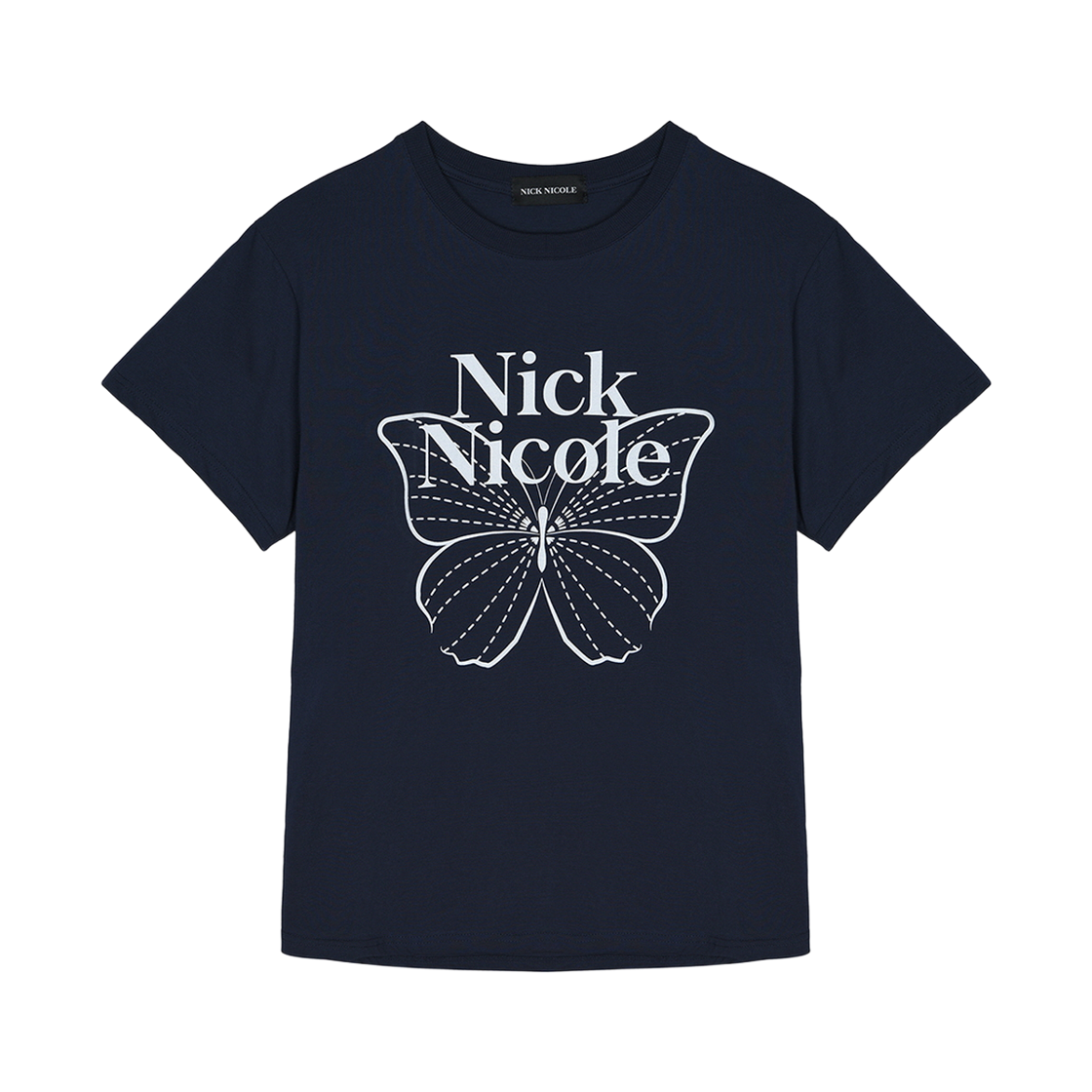 N_SS NICK&NICOLE Big Butterfly Sleeve Top Navy White