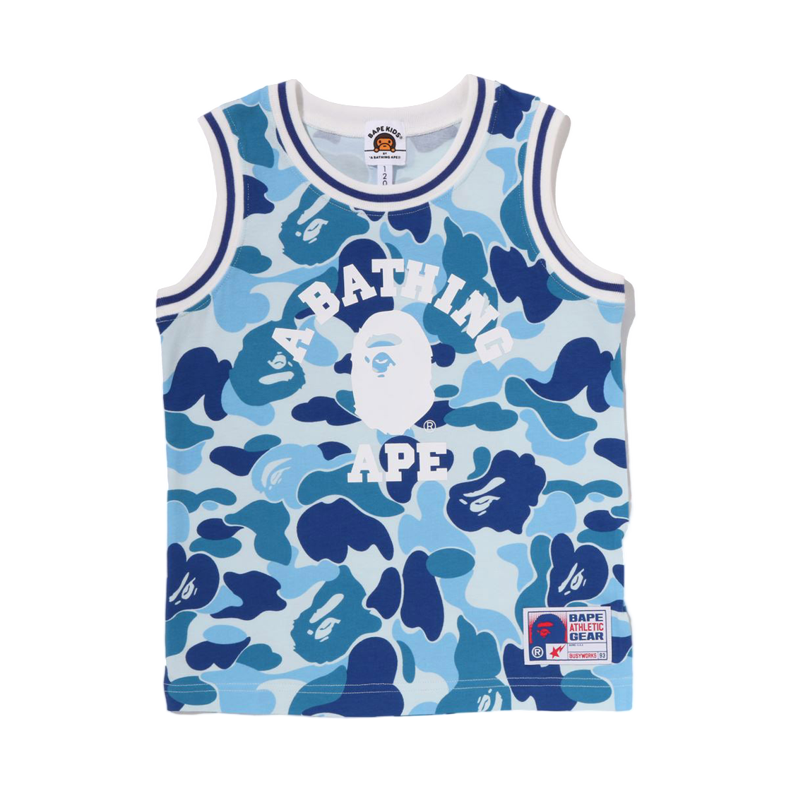 (키즈) 베이프 ABC 카모 컬리지 탱크탑 블루((Kids) BAPE ABC Camo College Tank Top Blue) - 1