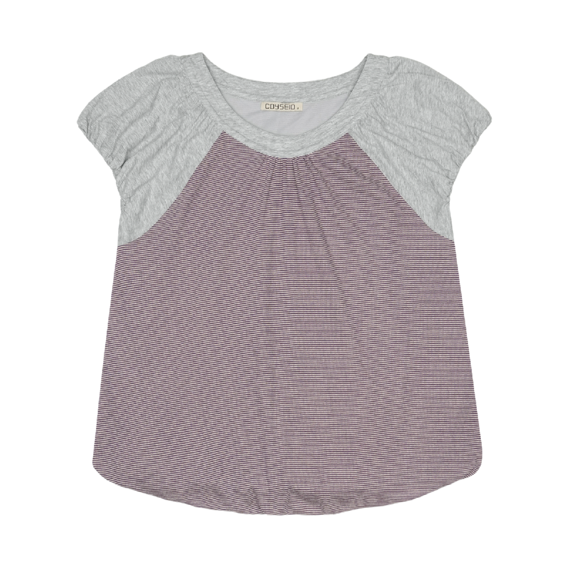 코이세이오 퍼프 셔링 티셔츠 멜란지 그레이(COYSEIO Puff Shirring T-Shirt Melange Grey) - 1