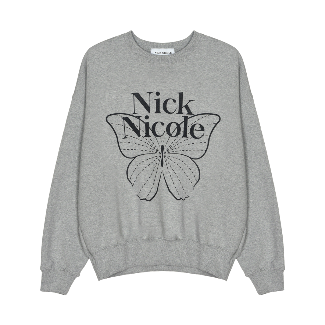 NWK1TS021_GYB NICK&NICOLE Butterfly Signature Sweatshirt Gray Black