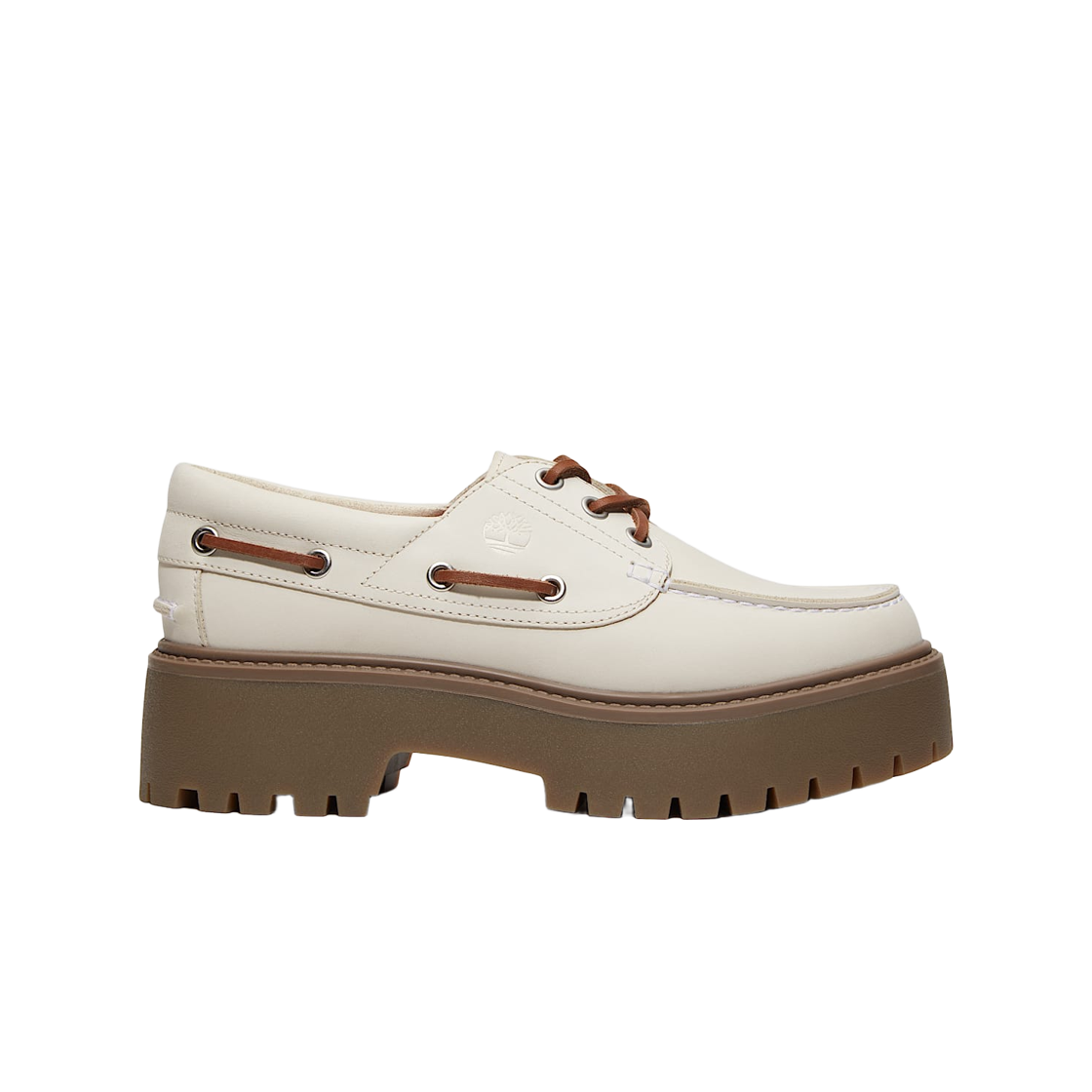 TB0A2GVFEX4 (W) Timberland Stone Street Platform Boat Shoes Off White Nubuck - Wide