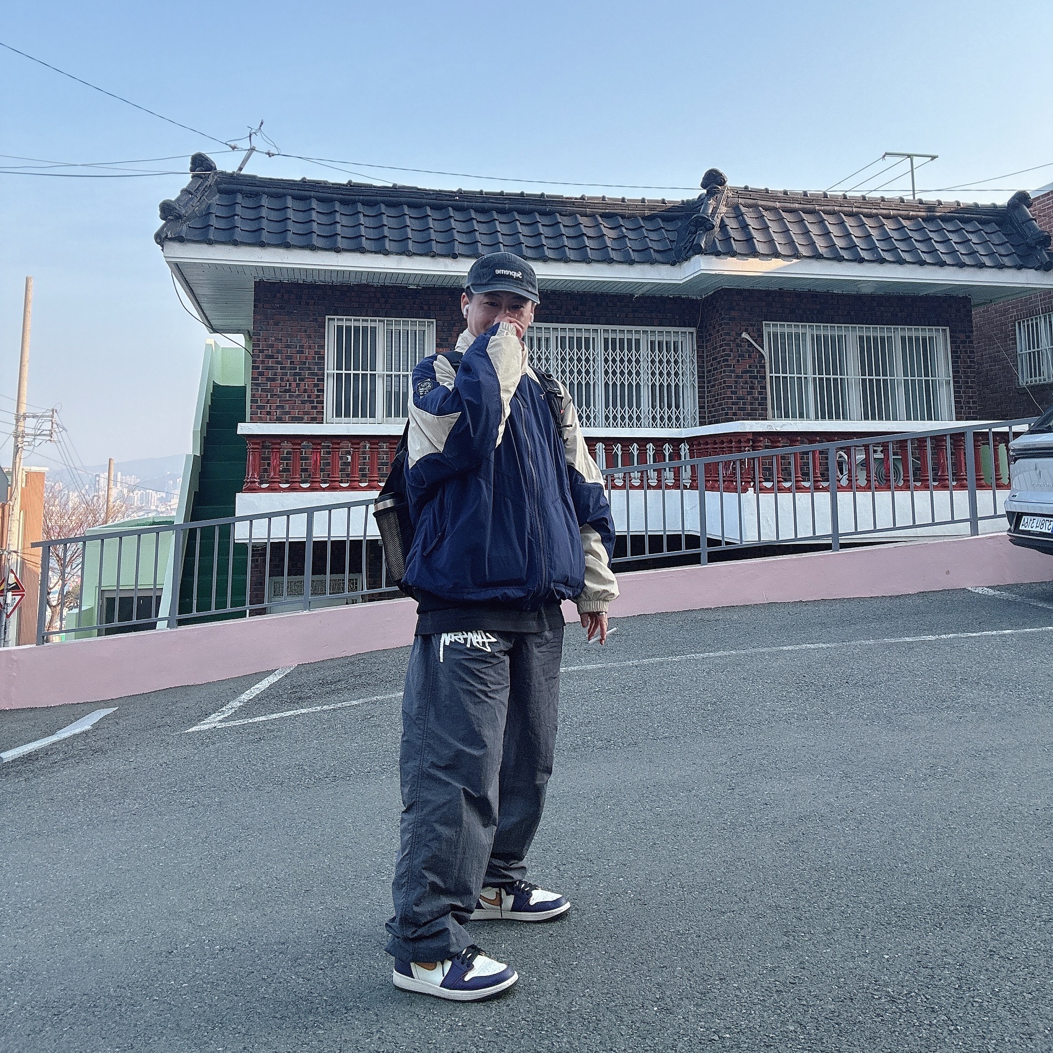 Nike x Cav Empt Track Jacket Navy, Nike x Stussy Beach Pants Off Noir 착용 스타일