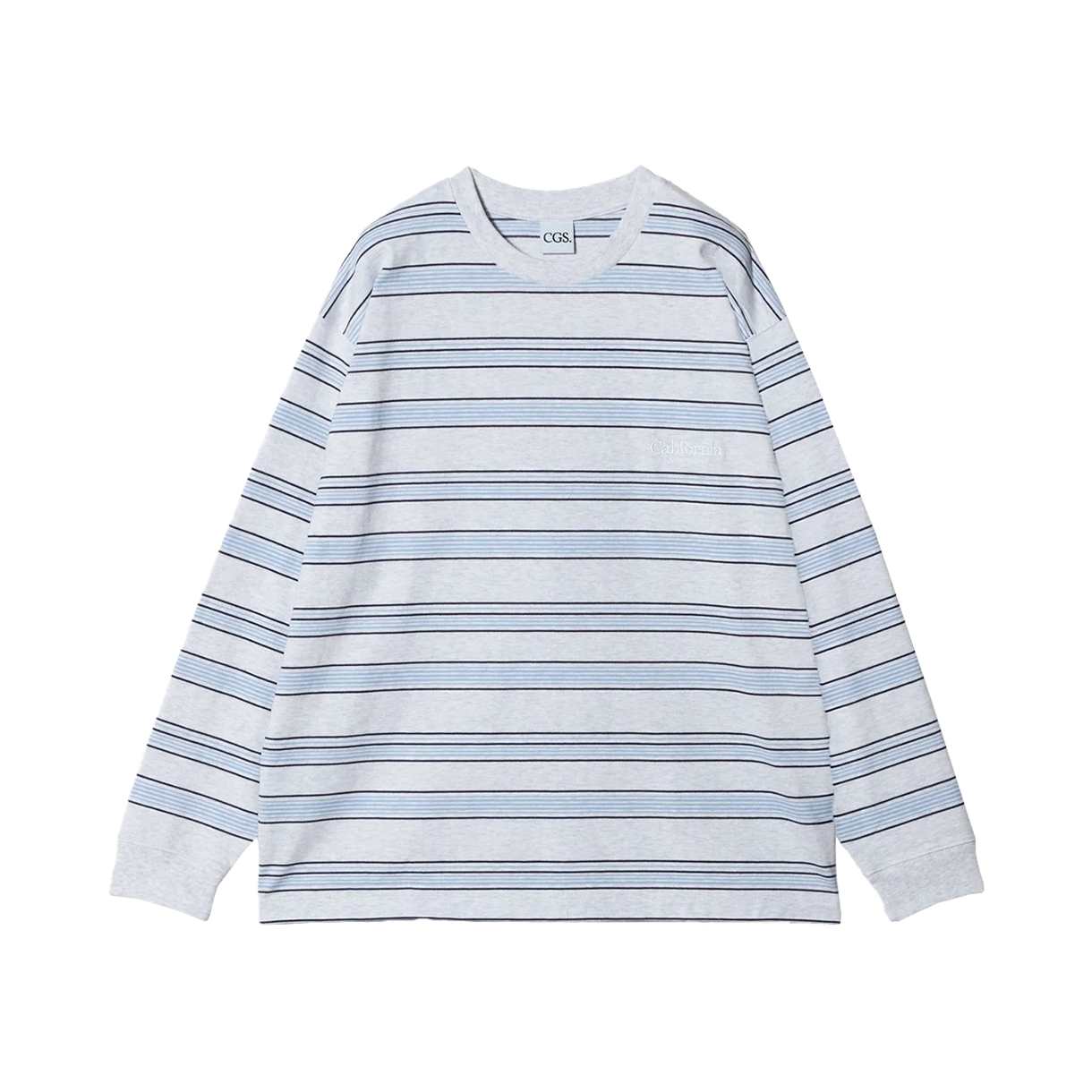 캘리포니아 제너럴 스토어 오가닉 코튼 보더 크루 넥 롱 슬리브 라이트 그레이 - 26FW(California General Store Organic Cotton Border Crew Neck Long Sleeve Light Gray - 26FW)