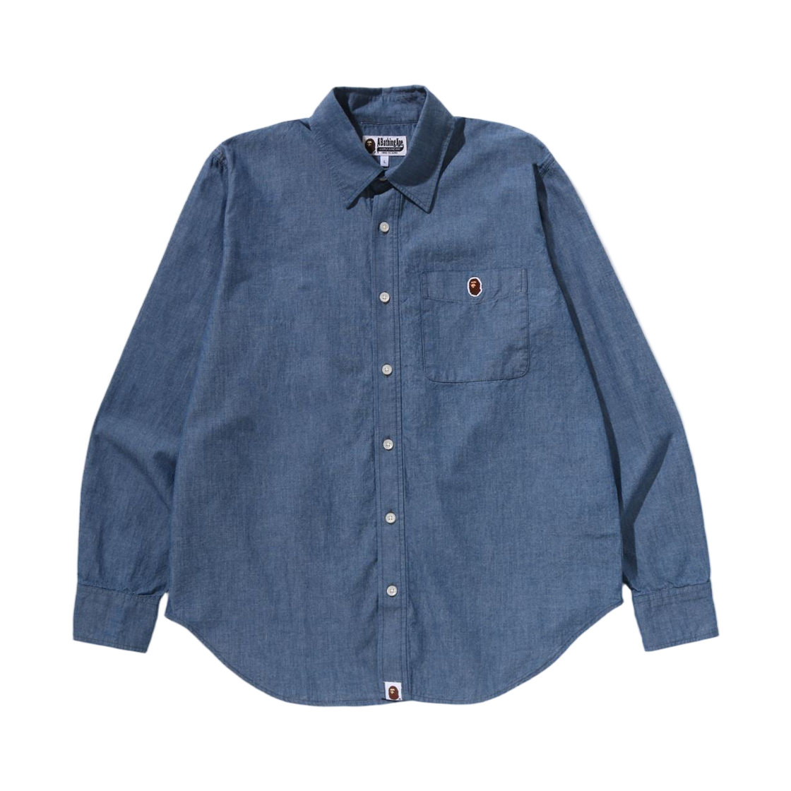 베이프 원 포인트 샴브레이 셔츠 삭스(BAPE One Point Chambray Shirt Sax)