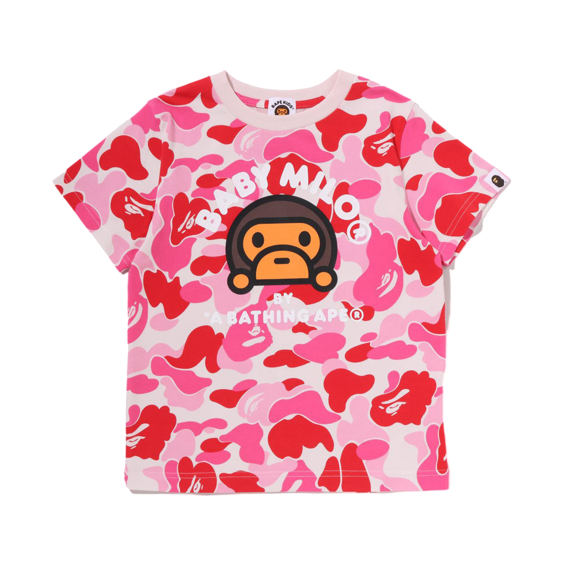 (키즈) 베이프 ABC 카모 베이비 마일로 티셔츠 핑크((Kids) BAPE ABC Camo Baby Milo T-Shirt Pink) - 1