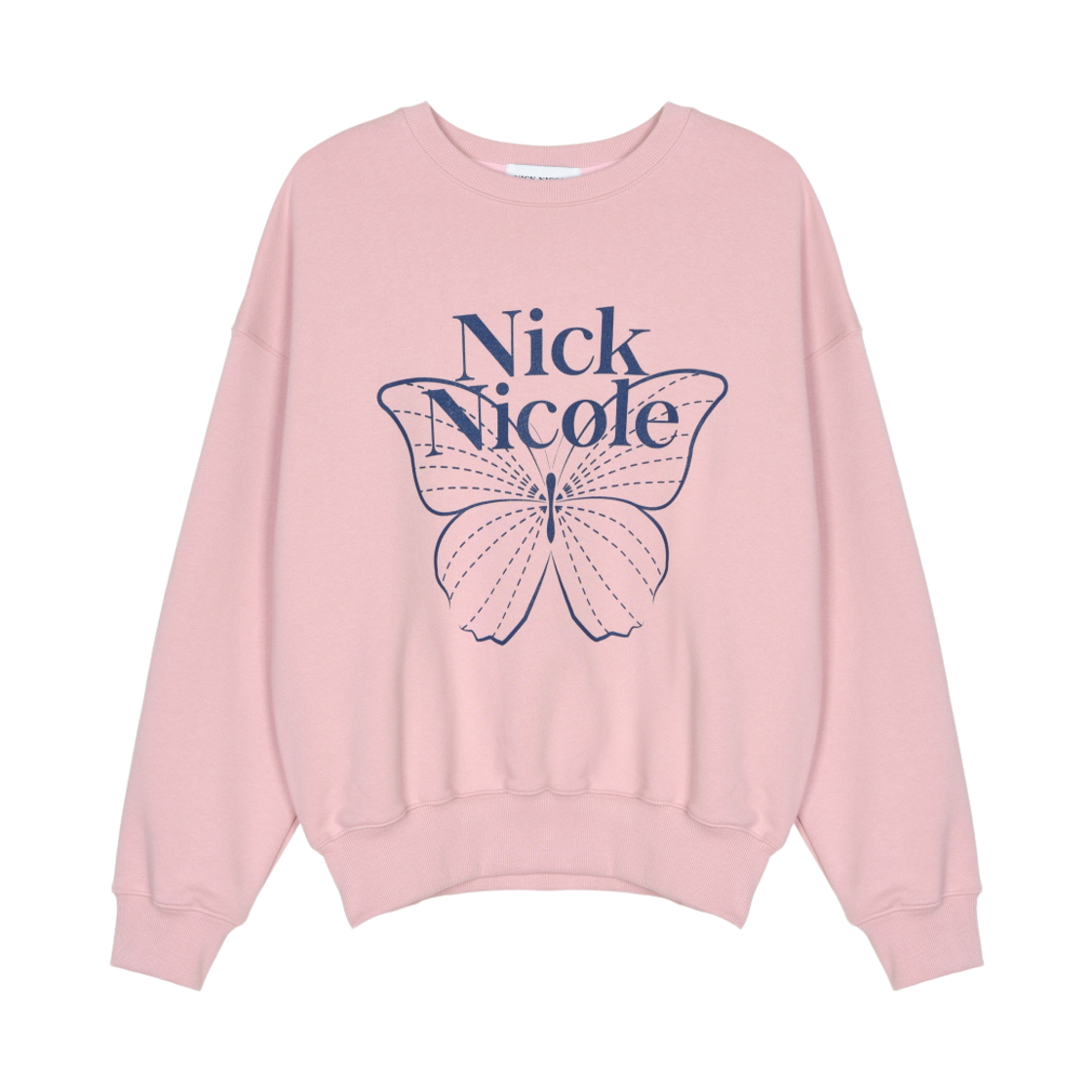 NWK1TS021_PKN NICK&NICOLE Butterfly Signature Sweatshirt Pink Navy