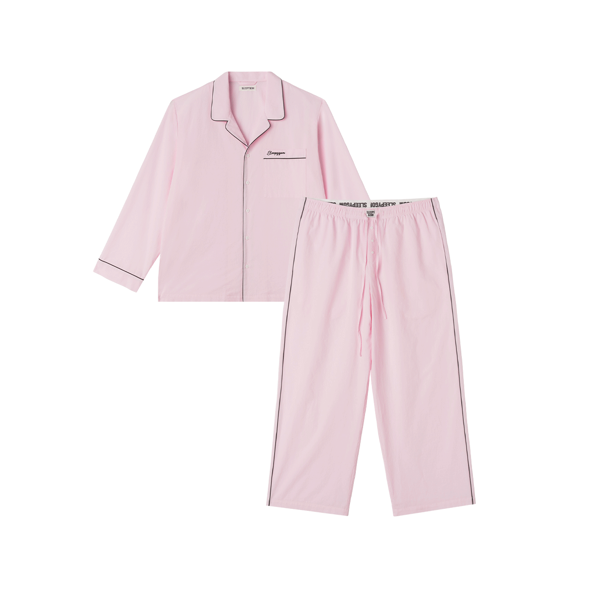 슬리피곰 블랙 파이핑 핑크 파자마 세트(남)(Sleepygom Black piping pink pajama set(M))