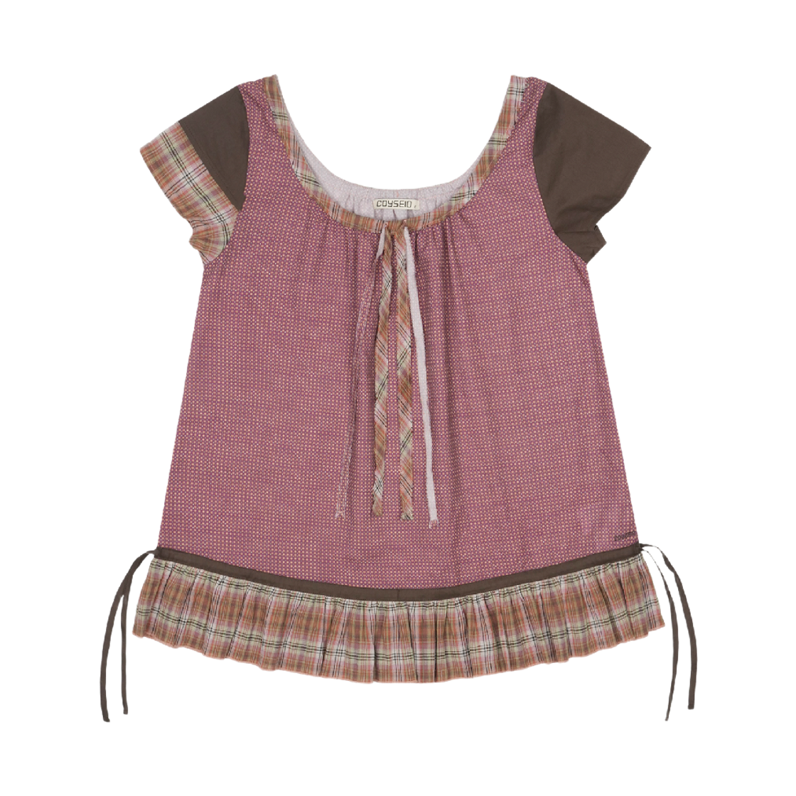 코이세이오 스트랩 셔링 블라우스 브라운(COYSEIO Strap Shirring Blouse Brown)