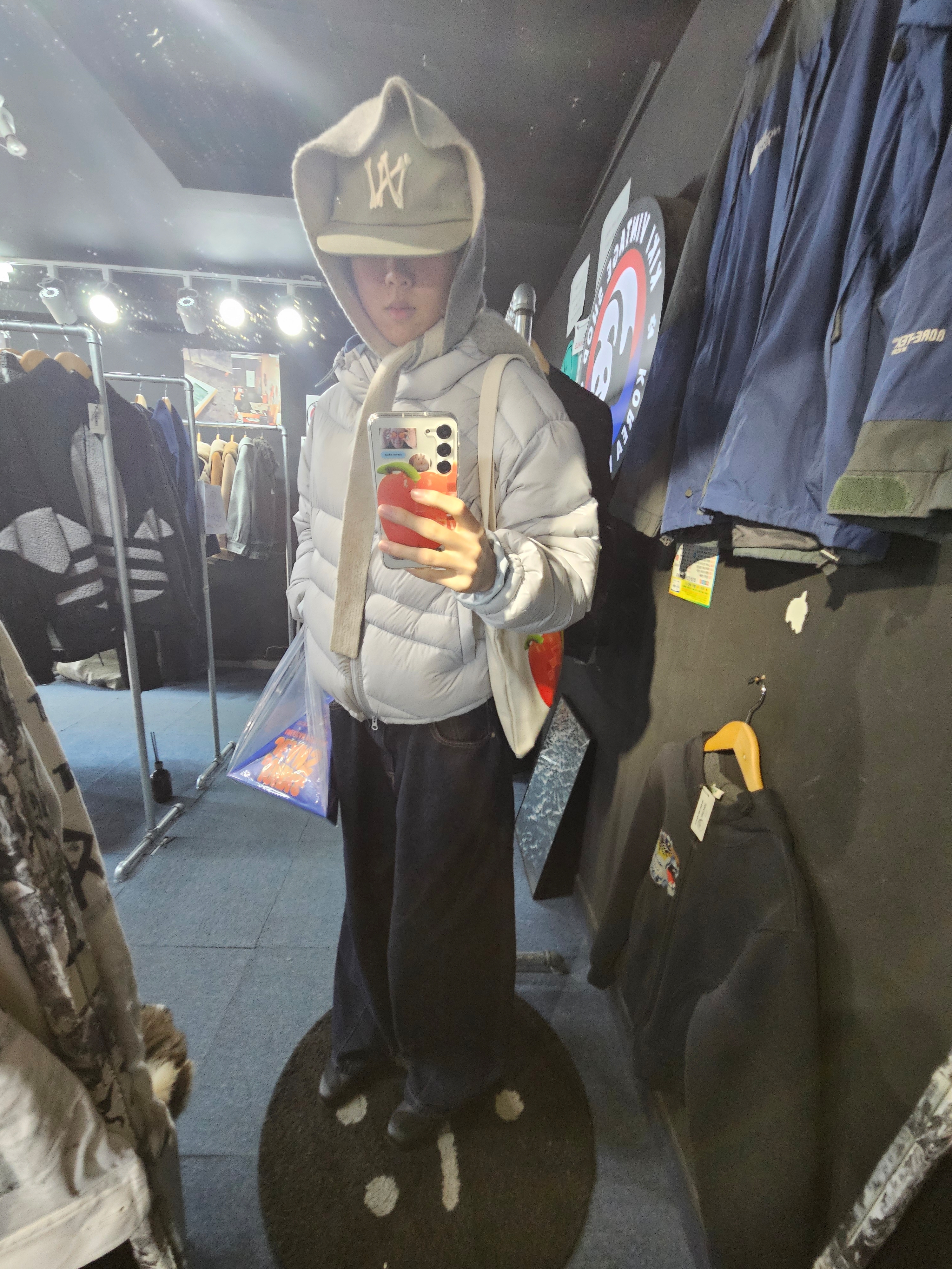 Aoiro 6-Panel Bone A/N Cap Olive, Puma V-S1 Black 착용 스타일