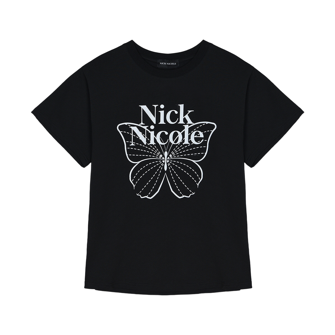 N_SS NICK&NICOLE Big Butterfly Sleeve Top Black White
