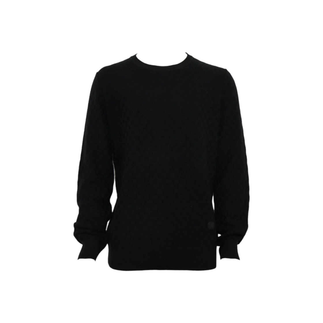 IT49NVTIT2P3 Louis Vuitton Black Blended Damier Leather Detail Men Knit Sweater