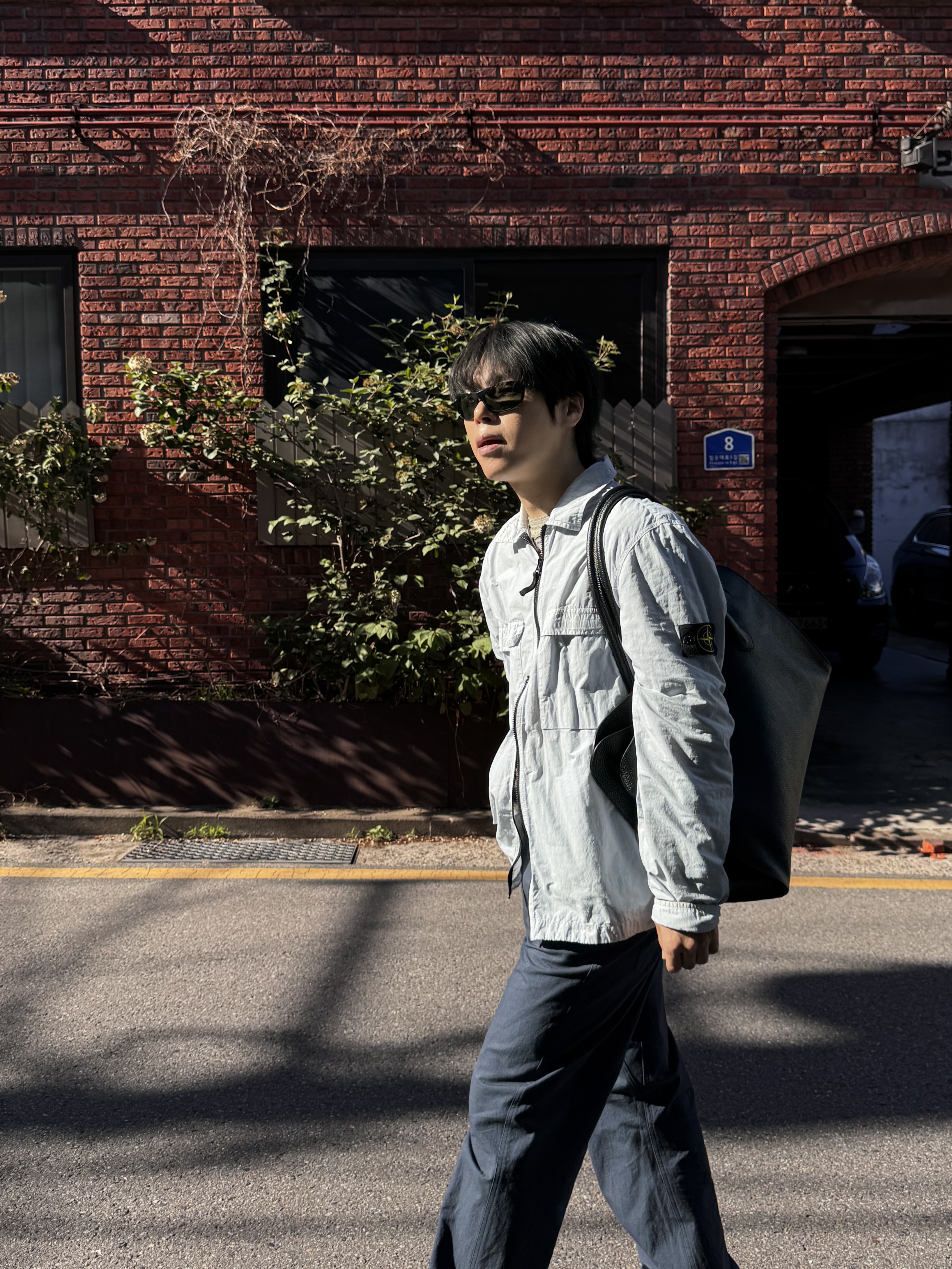 Stone Island 114WN T.CO+OLD Overshirt Ice - 22SS, Ray-Ban Balorama Polished Black Frame G-15 Green Polarized Lense High Bridge Fit 착용 스타일 - 2