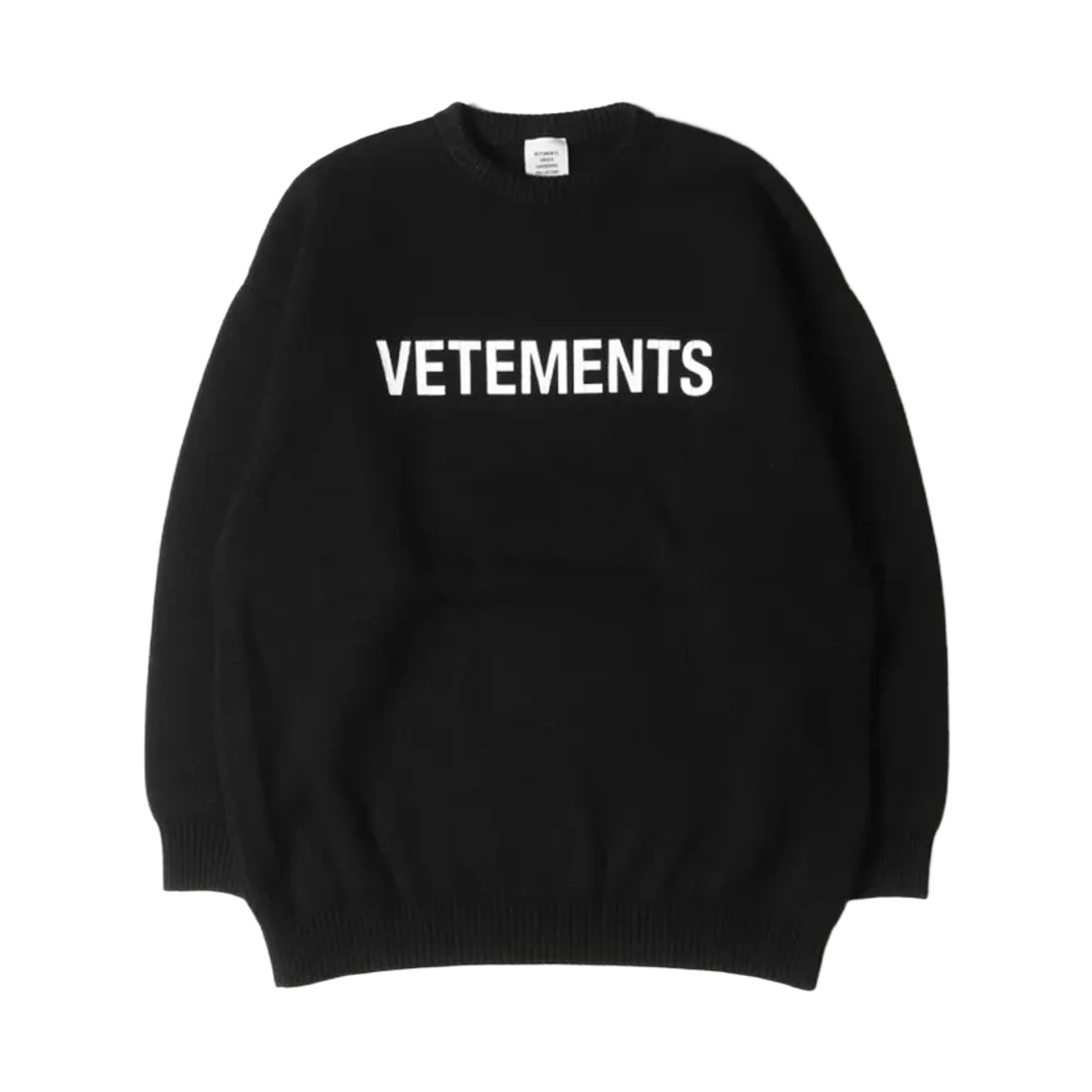 베트멍 인타르시아 로고 니트 스웨터 블랙(Vetements Intarsia Logo Knitted Sweater Black)