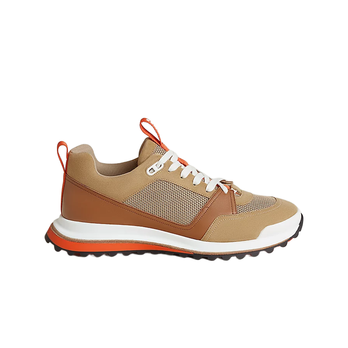H252863ZHVD Hermes Leader Sneaker Calfskin Suede Goatskin & Multicolor Beige Alabaster