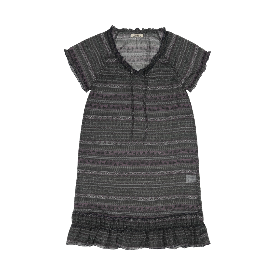 코이세이오 쉬폰 셔링 원피스 퍼플 브라운(COYSEIO Chiffon Shirring One Piece Purple Brown)