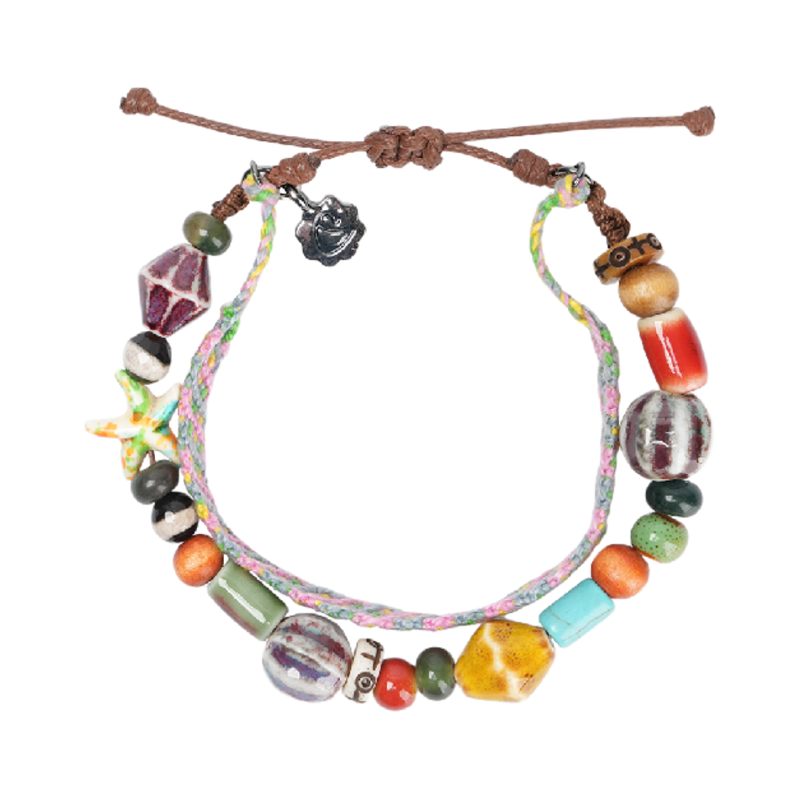 코이세이오 플라워 노티드 비드 브레이슬릿 멀티(COYSEIO Flower Knotted Bead Bracelet Multi) - 1