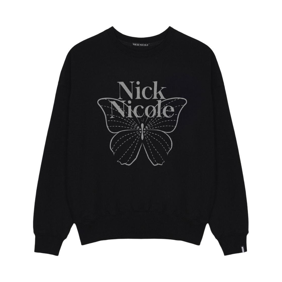 NWK1TS021_BKS NICK&NICOLE Butterfly Signature Sweatshirt Black Silver