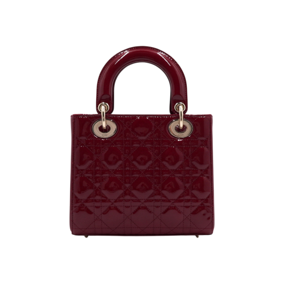 ITO7P843RDV4 Dior Red Cherry Cannage Patent Lady Dior Small Tote & Shoulder Bag