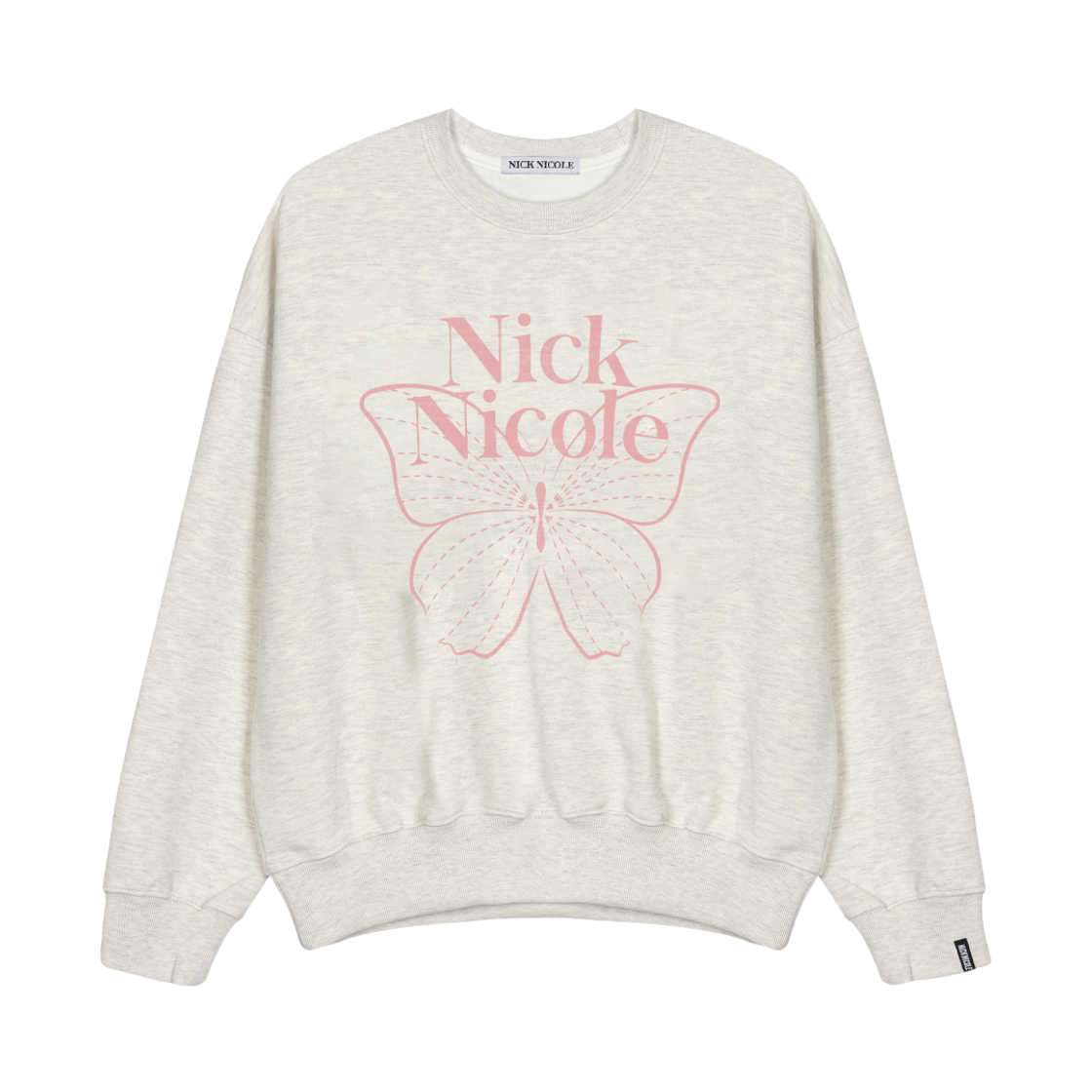 NWK1TS021_OTP NICK&NICOLE Butterfly Signature Sweatshirt Oatmeal Pink