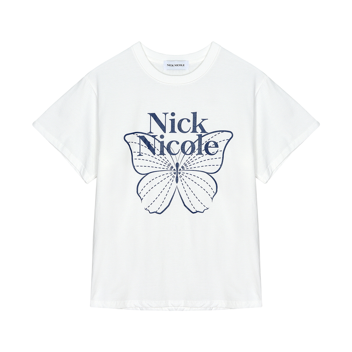 N_SS NICK&NICOLE Big Butterfly Sleeve Top Cream Navy
