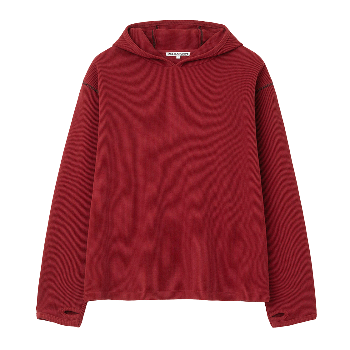 밀로 아카이브 오브젝트 스티치 롱 슬리브 후디 버건디(Millo Archive Object Stitch Long Sleeve Hoodie Burgundy)