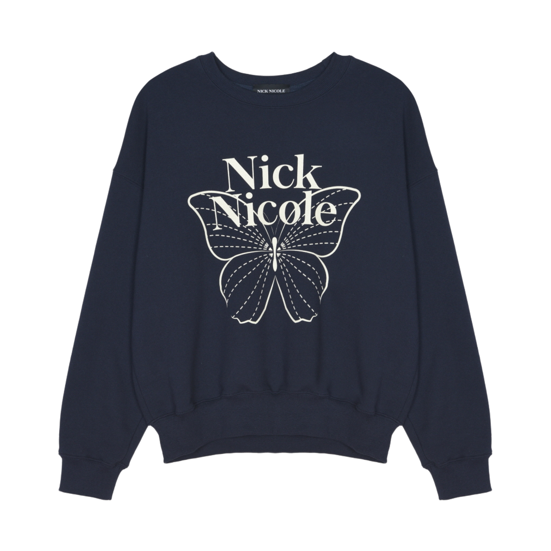 NWK1TS021_NYC NICK&NICOLE Butterfly Signature Sweatshirt Navy Cream