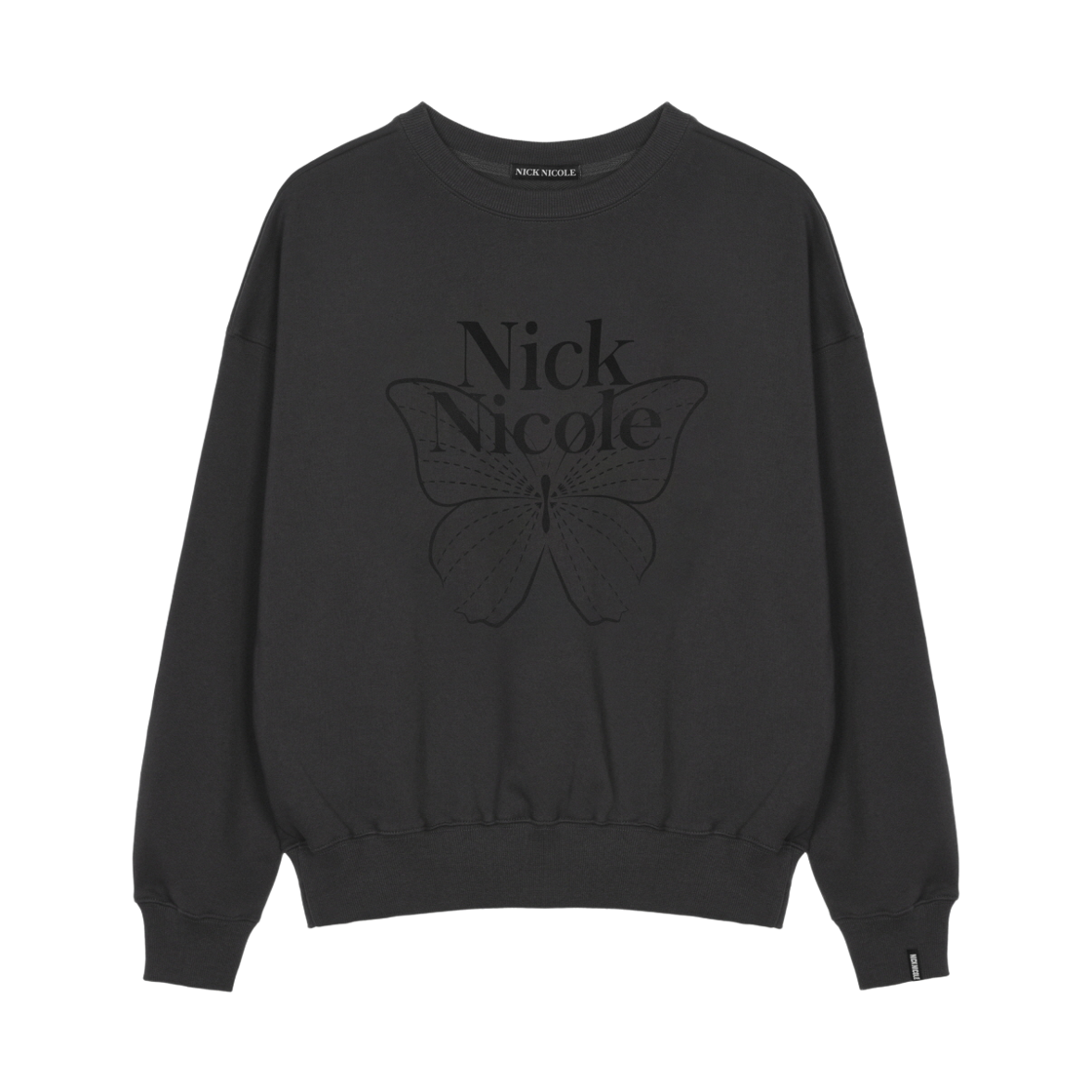 NWK1TS021_CHB NICK&NICOLE Butterfly Signature Sweatshirt Charcoal Black
