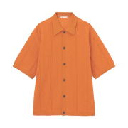 GU Washable Boucle Knitted Half Sleeve Shirt Orange