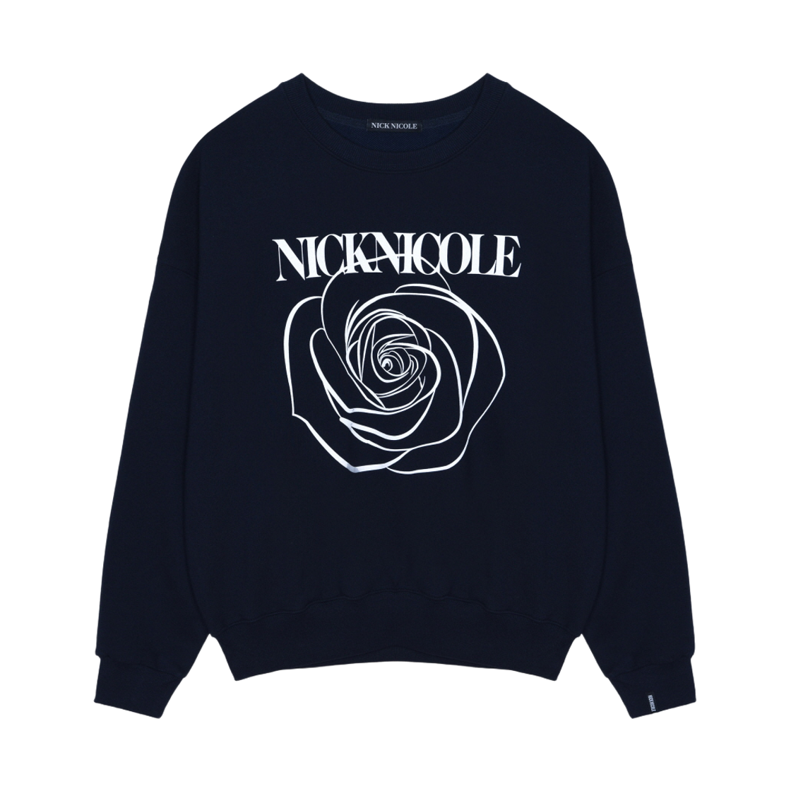 N_SS NICK&NICOLE Nicole Rose Printing Sweatshirt Navy White