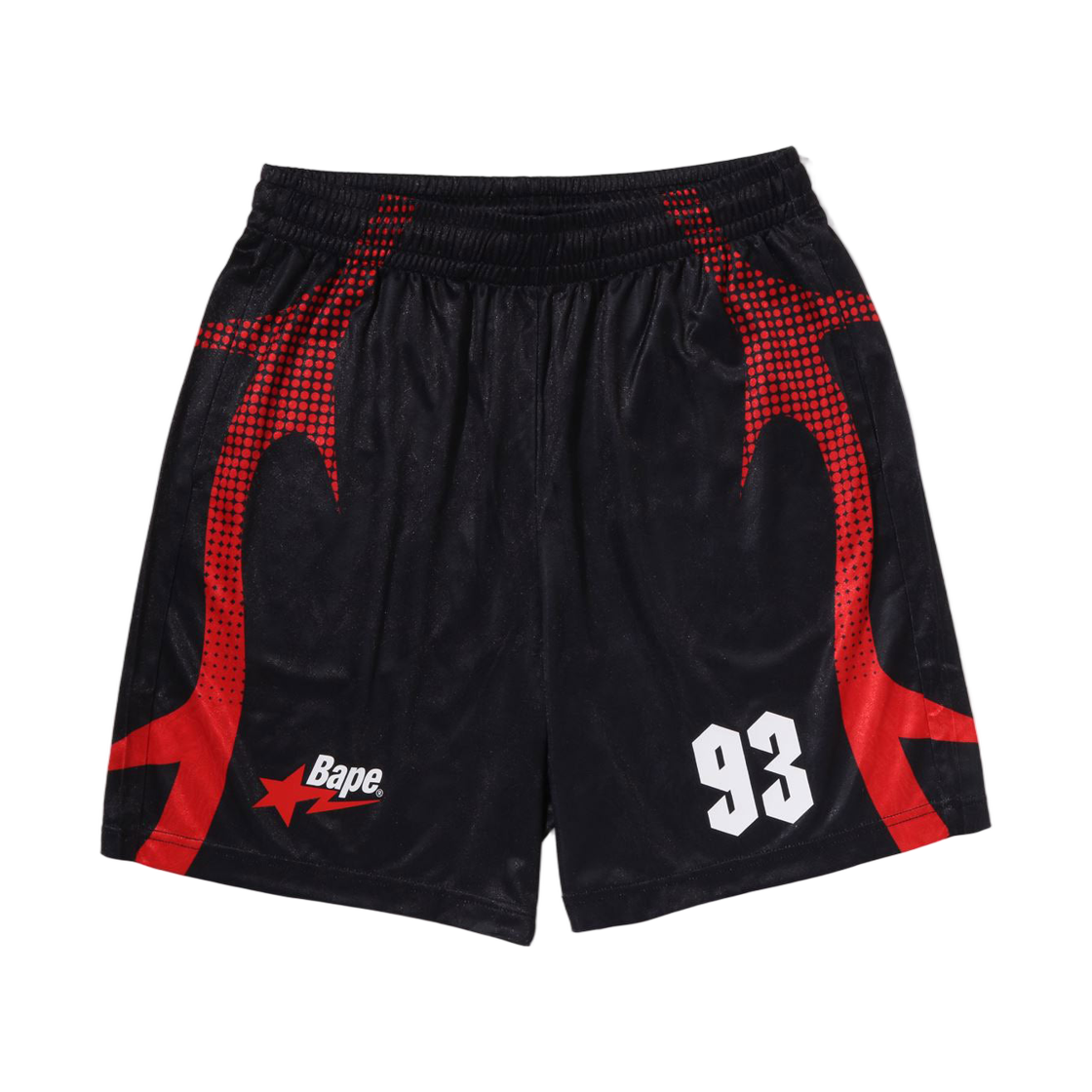 베이프 에이프 플레임 모노그램 자카드 릴렉스드 핏 풋볼 쇼츠 블랙(BAPE Ape Flame Monogram Jacquard Relaxed Fit Football Shorts Black)
