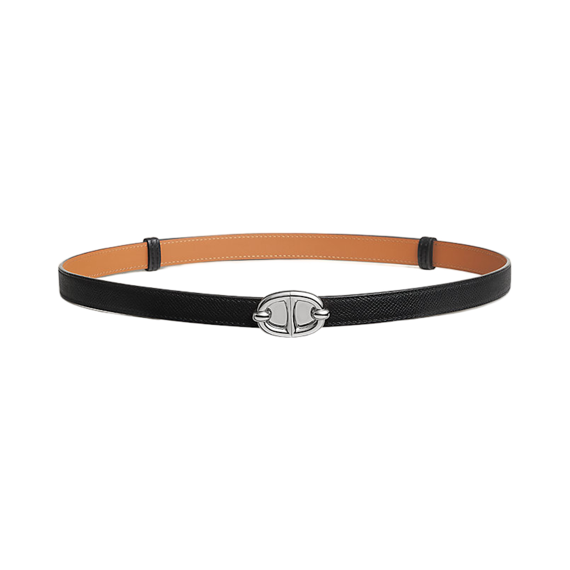 H012176UK89 Hermes Thalassa 18 Belt Epsom Calfskin Silver Finish & Palladium Noir