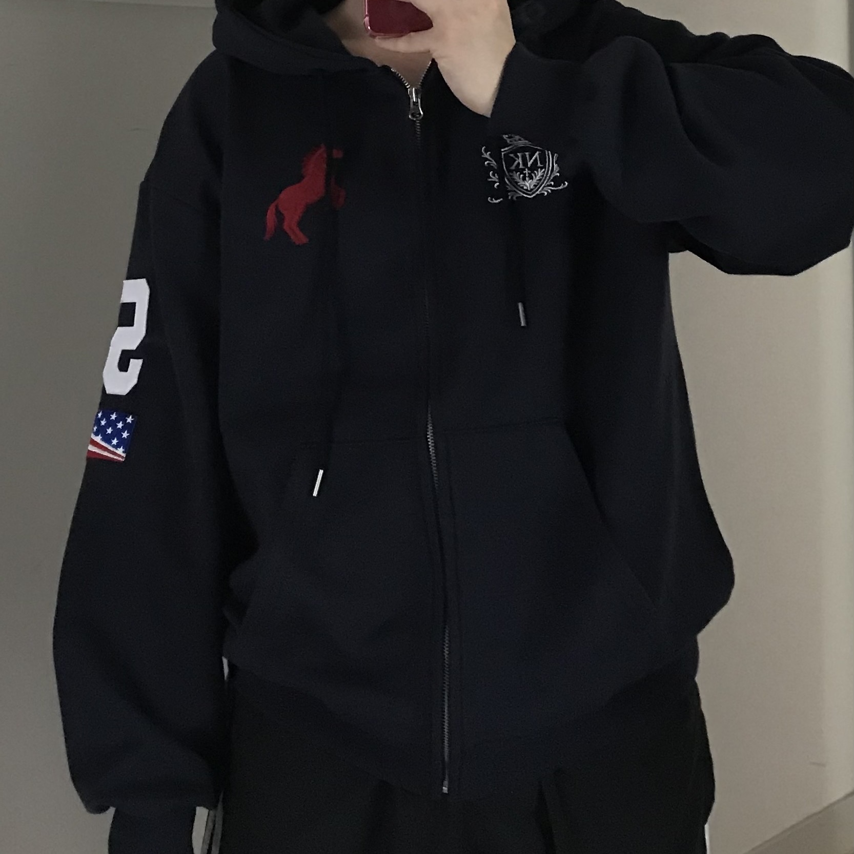 NICKELHOUSE 26 DONKEY ZIP-UP Navy, NICKELHOUSE 26 DONKEY ZIP-UP Gray 착용 스타일 - 4